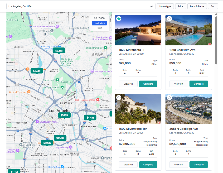 Search live and off-market properties